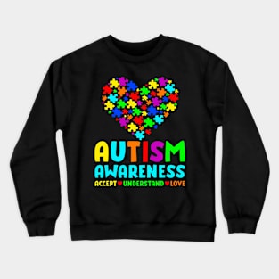 Autism Puzzle Heart Love Accept Understand Autism Awareness Crewneck Sweatshirt